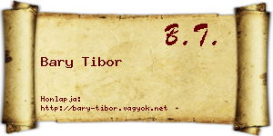 Bary Tibor névjegykártya